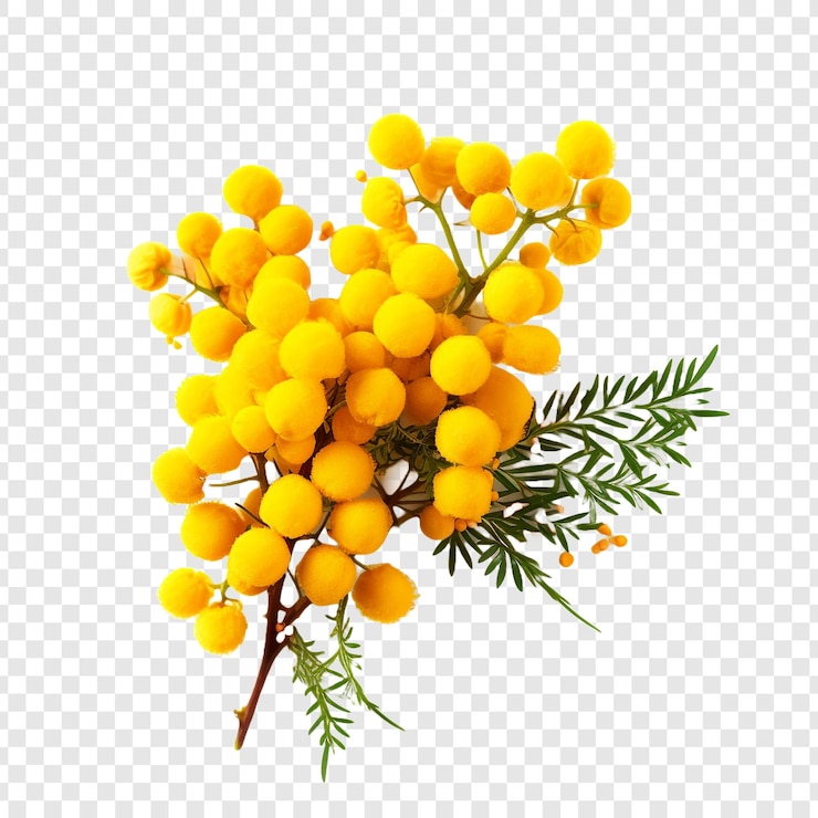PSD mimosa flower png isolated on transparent background