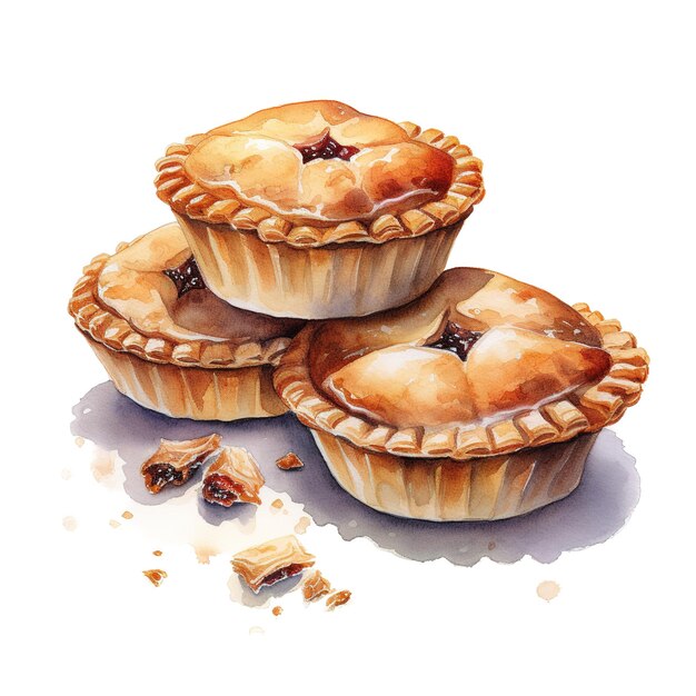 PSD mince pie foods illustration watercolor style ai generated