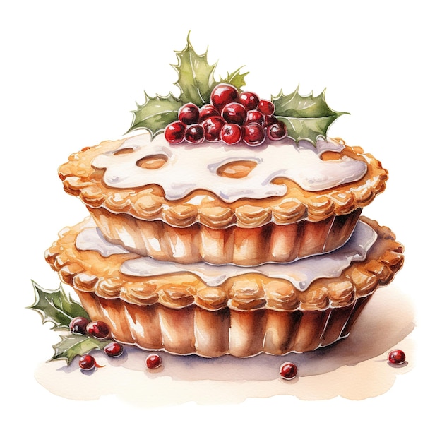 Mince Pie Foods Ilustracja Akwarelowy Styl Ai Generowany