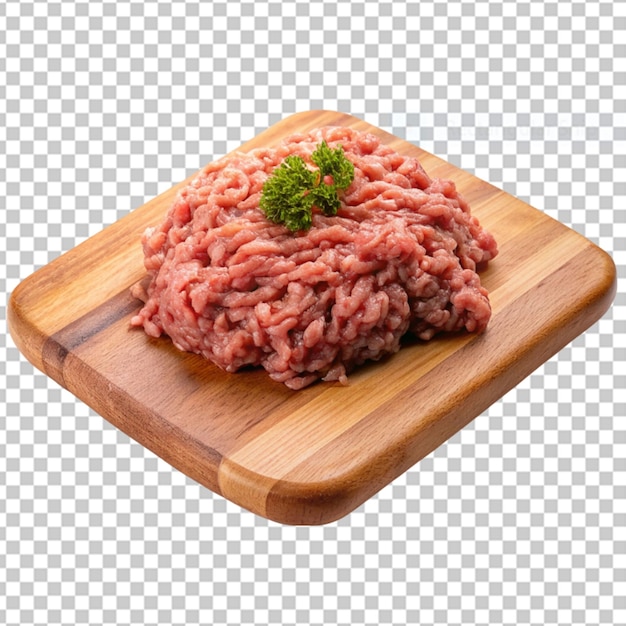 PSD carne macinata su un tavolo da servizio in legno isolato su uno sfondo trasparente png psd