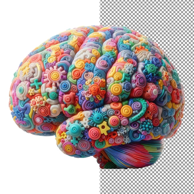 PSD mindful mosaic vibrant puzzle brain op een helder doek