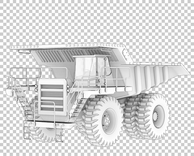 PSD mine truck on transparent background 3d rendering illustration