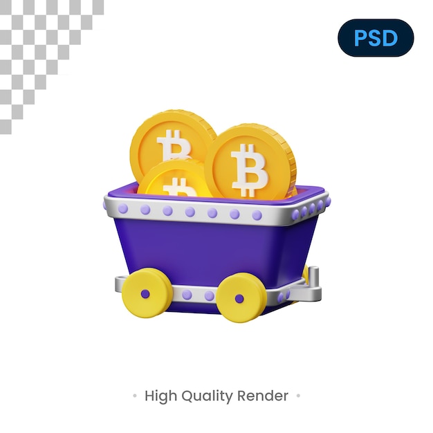 Minecart 3D Render Illustration Premium Psd