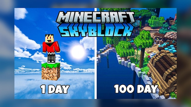 Minecraft Skyblock 1100 Days is een miniatuurversie van de Minecraft-serie.