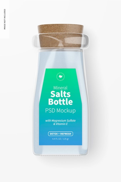 Mineral salts bottle mockup, top view