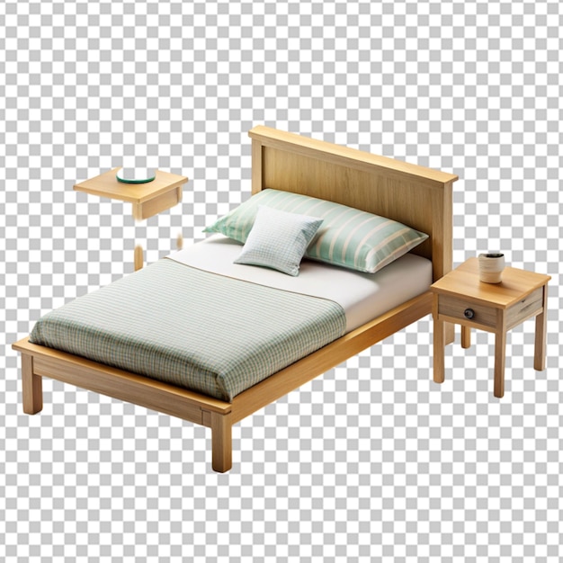 PSD mini bed and side table transparent background