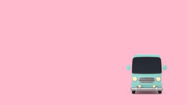 ピンクの背景のミニバス車