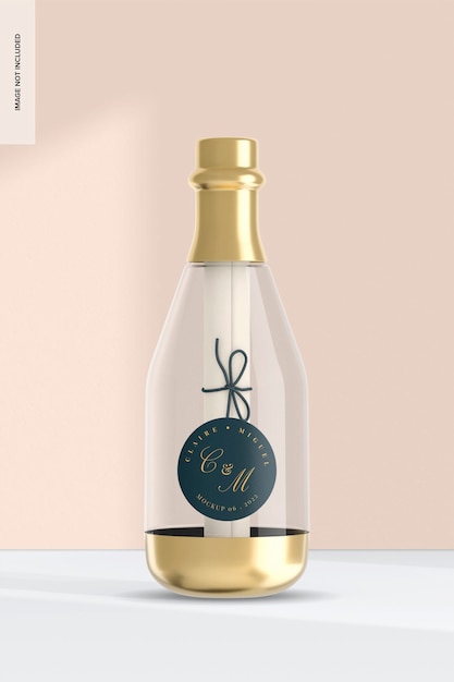 Mini champagne bottle mockup front view