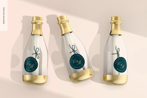 Mini champagne bottles mockup