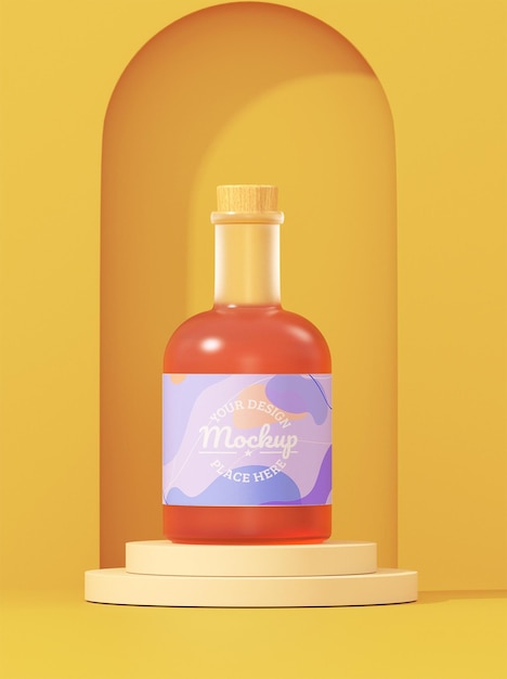 PSD Дизайн макета мини-стеклянной бутылки