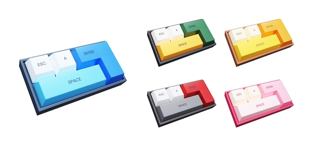 PSD mini mechanical keyboard 3d render