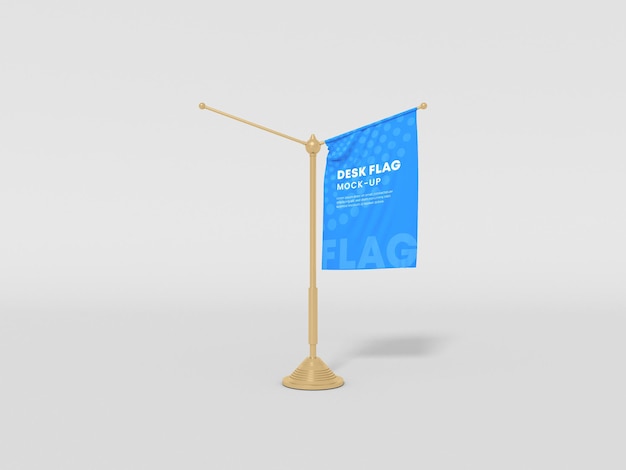 Mini metal stand desk flag mockup