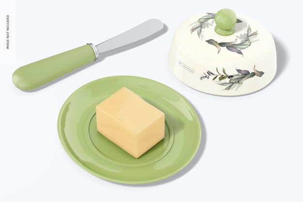 Mini Oval Butter Dish with Lid Mockup