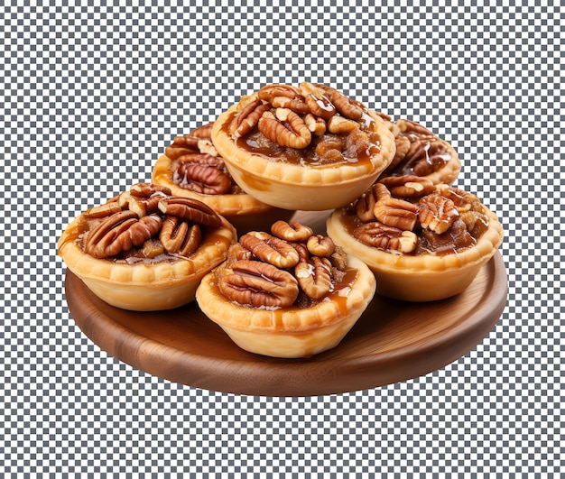 Mini pecan pie tarts isolated on transparent background