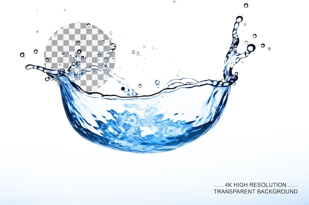 Mini Pełny Kształt Kropli Wody Na Niebieskim Rozprysku Wody Na Przezroczystym Tle