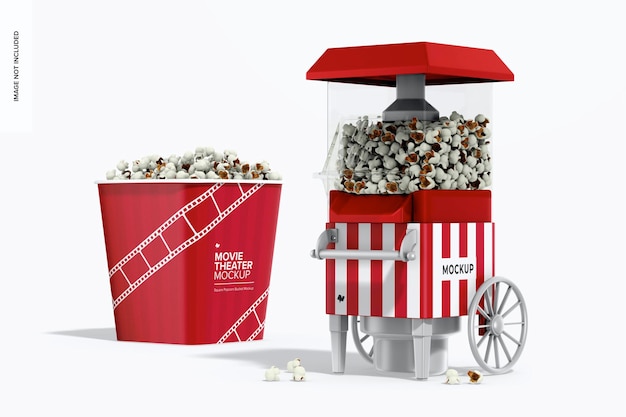 PSD mini popcorn maker mockup vista laterale