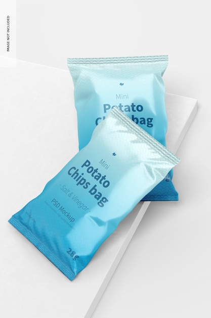 PSD mini potato chips bags mockup