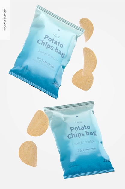 Mini potato chips bags mockup