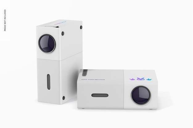 mini projector mockup standing and dropped