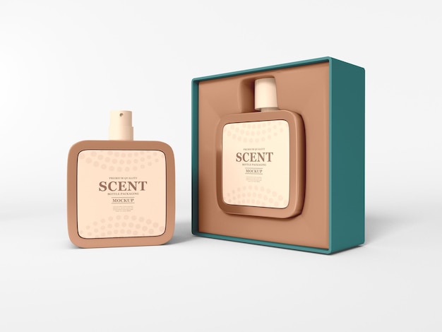 Mini scent bottle with box mockup