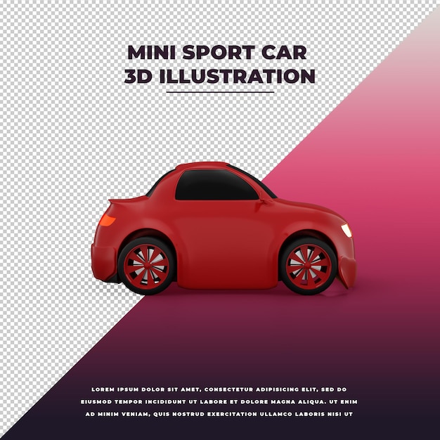 Mini Sport Car 3d Illustration isolated