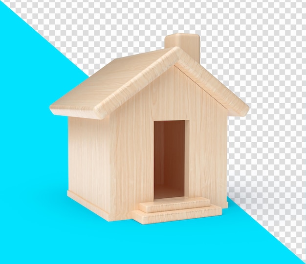 PSD mini wood house little wooden home 3d illustration