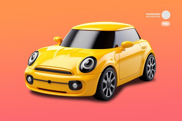 PSD mini yellow car 3d