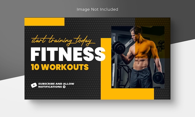 Miniatura kanału PSD fitness YouTube i miniatura banera internetowego siłowni fitness club youtube