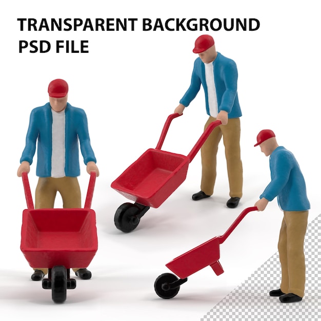 PSD miniature man at work png