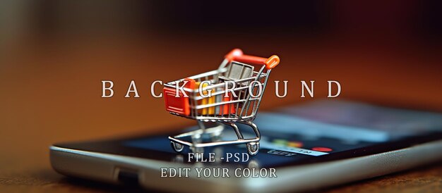 PSD ミニチュアオンラインショッピングショッピングカート 携帯電話 バックパック 靴 オンラインショッピングコンセプト