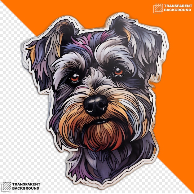 PSD miniature schnauzer head digital sticker isolated on transparent background