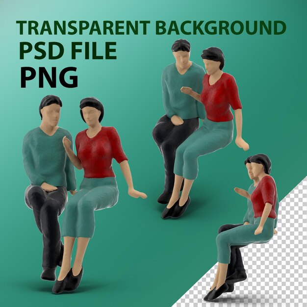 Miniature toy couple png