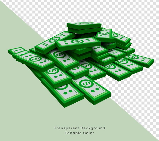 Minimal 3d illustration of green stack of money