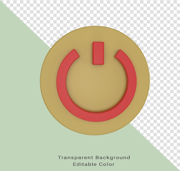 PSD 最小限の 3 d イラスト電源ボタン アイコン プッシュ ボタンの 3 d レンダリング