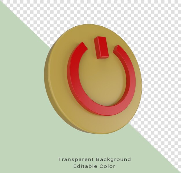Минимальная 3d-иллюстрация значка кнопки питания 3d-рендеринг кнопки