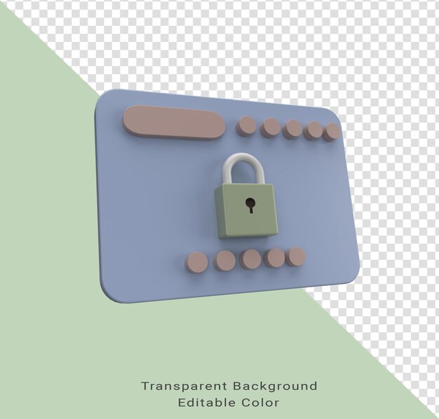 Minimal 3d Illustration web data security icon Secure information Cyber secure and data protection.