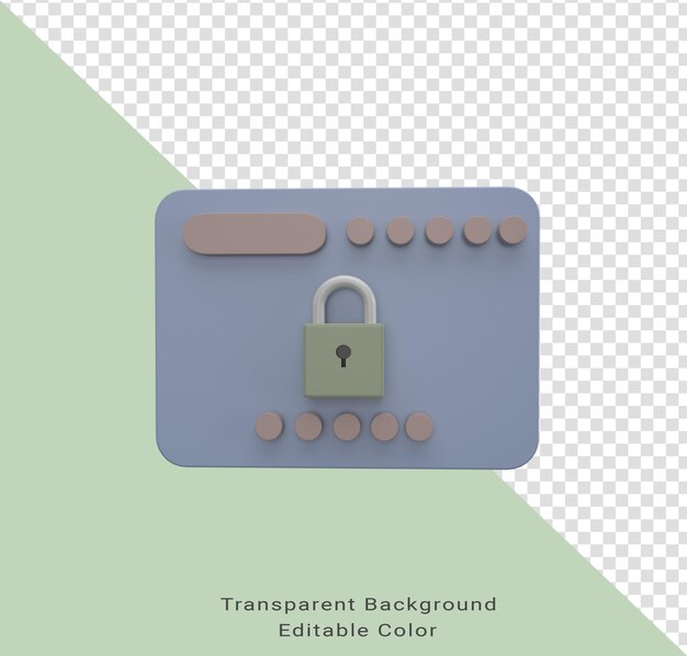 Minimal 3d Illustration web data security icon Secure information Cyber secure and data protection.