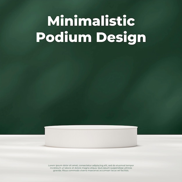 Минимальный шаблон макета 3d-рендеринга белого подиума в квадрате с зеленым фоном