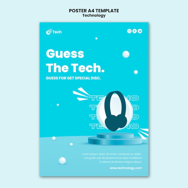 Minimal abstract technology poster template