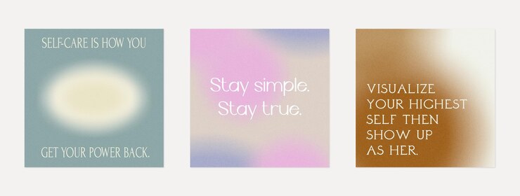 PSD minimal aesthetic instagram social media posts stories templates and quotes with bright gradients