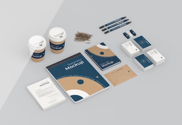 PSD minimal assortment of stationery objects