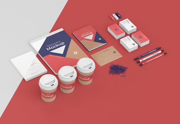 PSD minimal assortment of stationery objects