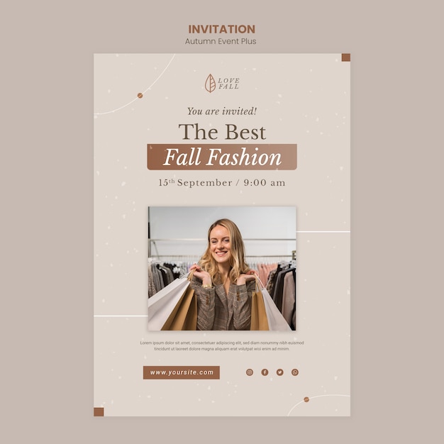 PSD minimal autumn fashion event invitation template