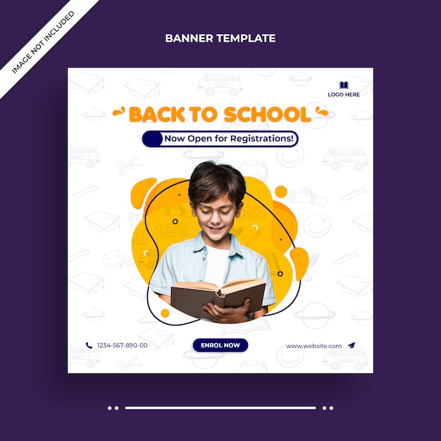 Minimal back to school social media post, square flyer or web banner template