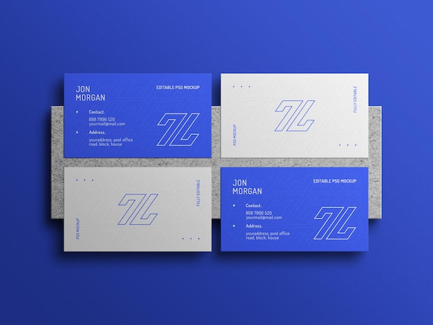 PSD minimal blue business card mockup