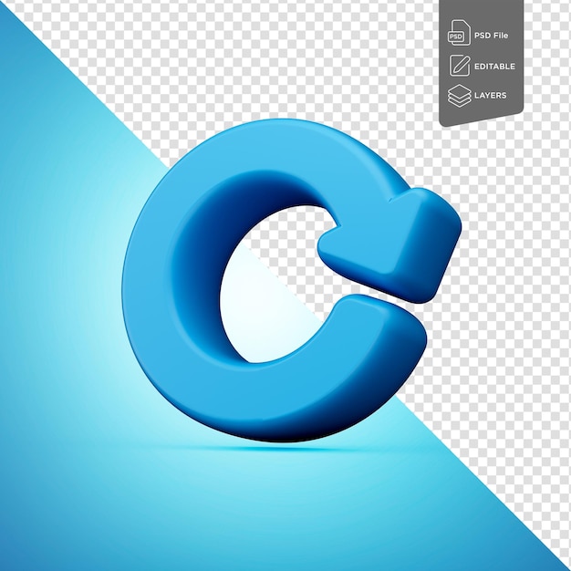 PSD minimal blue refresh symbol on blue background 3d illustration