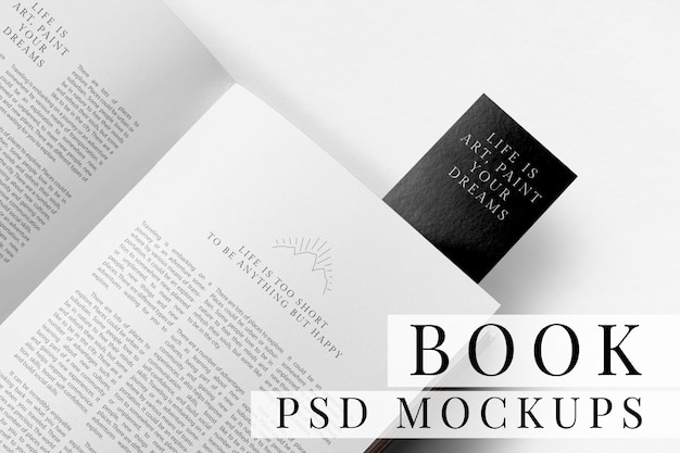 PSD minimal book pages mockup psd with bookmark