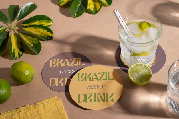 PSD minimal branding brazilian drink  mockup