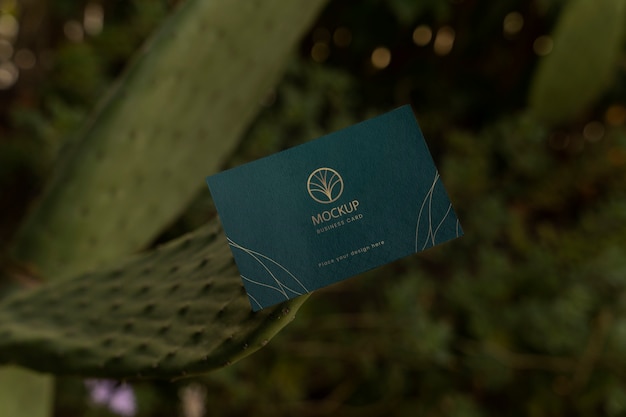 Minimal business card with leafy background