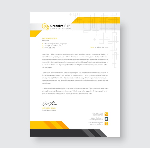 PSD minimal business letterhead template design